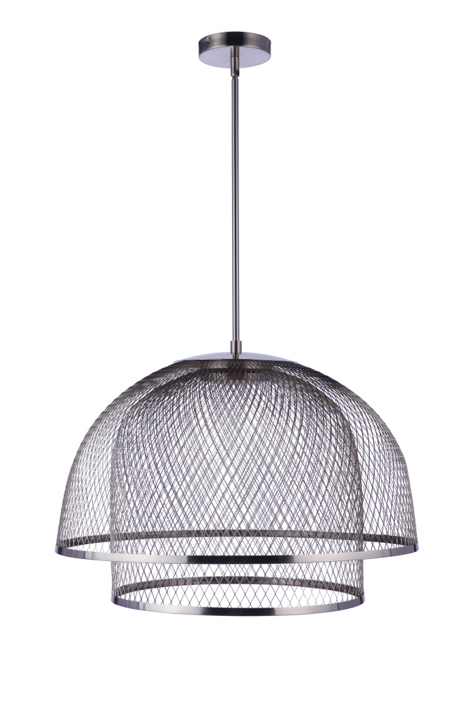 LED 1 Light Pendant w/Metal Mesh Double Shades